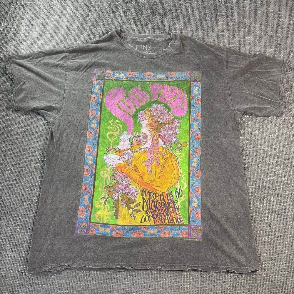 Pink Floyd Graphic Tee Mens XL Charcoal Distressed Bob Masse Marquee London Art